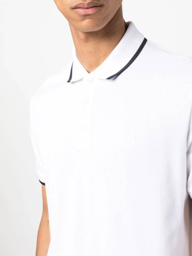 BOSS Poloshirt met logo-reliëf Wit