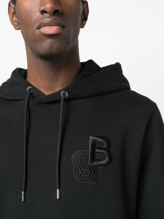 BOSS Hoodie met geborduurd logo Zwart