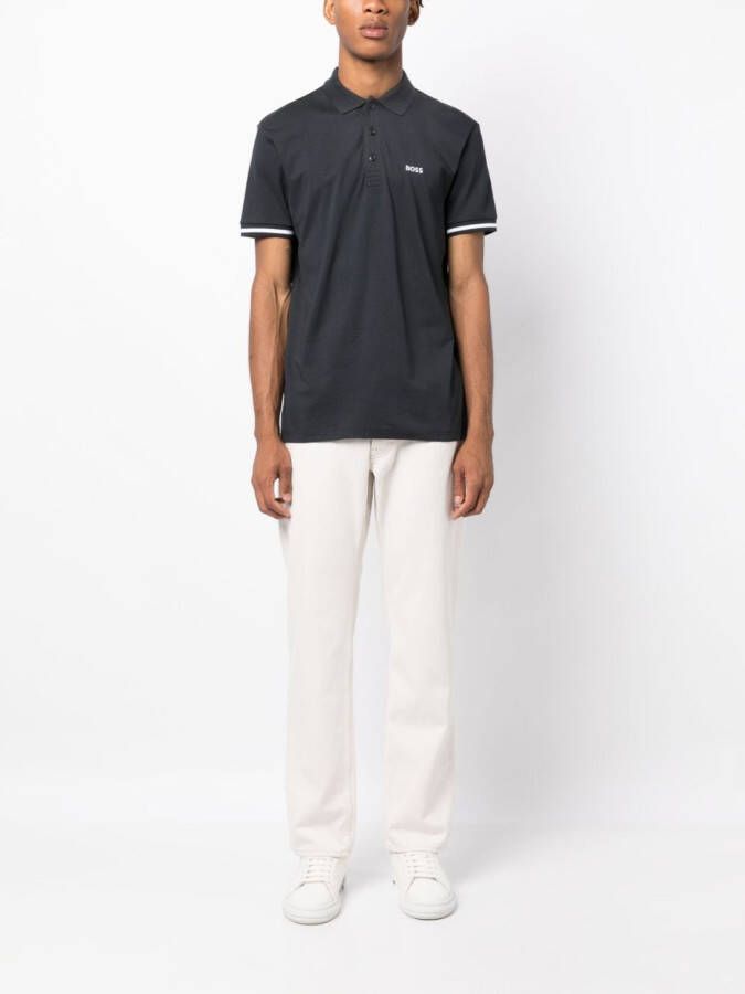 BOSS Poloshirt met geborduurd logo Blauw