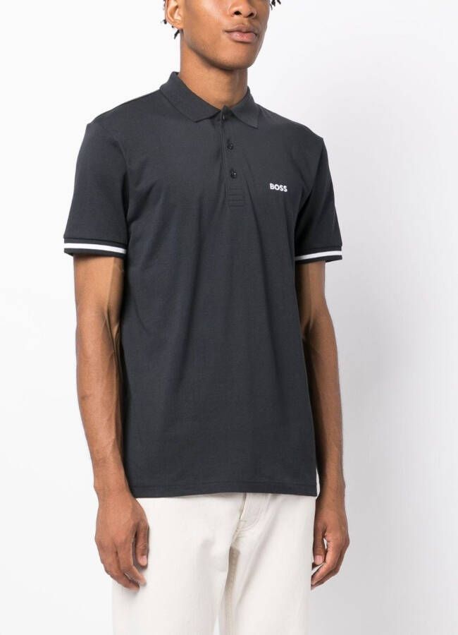 BOSS Poloshirt met geborduurd logo Blauw
