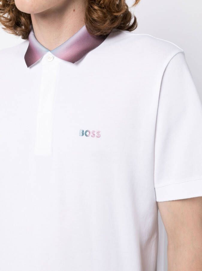 BOSS Poloshirt met geborduurd logo Wit