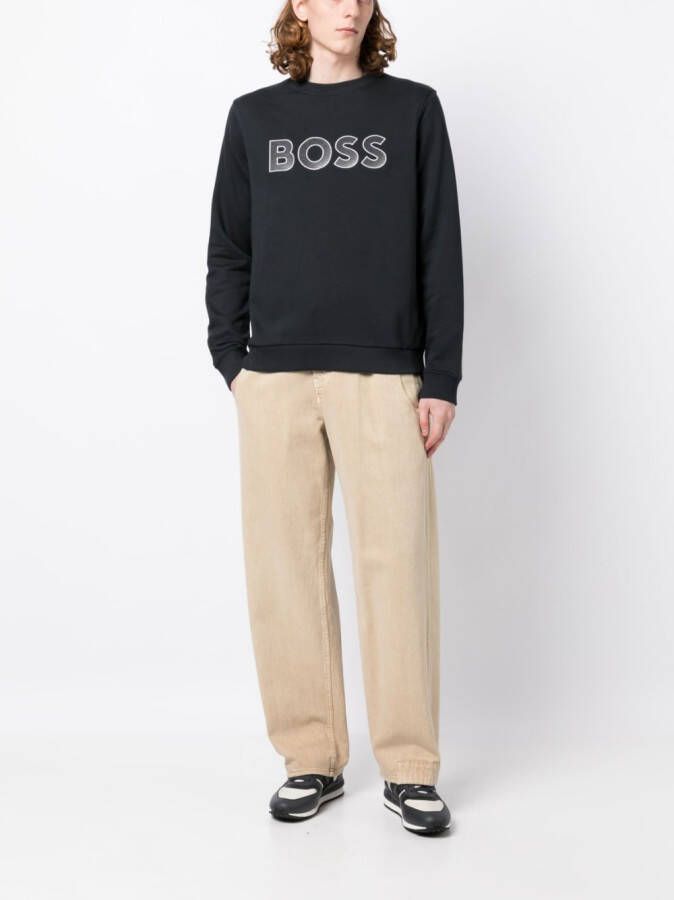 BOSS Sweater met geborduurd logo Zwart