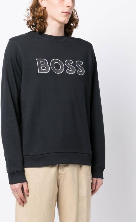 BOSS Sweater met geborduurd logo Zwart