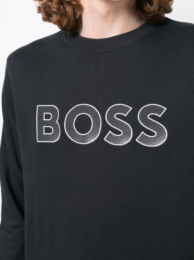 BOSS Sweater met geborduurd logo Zwart
