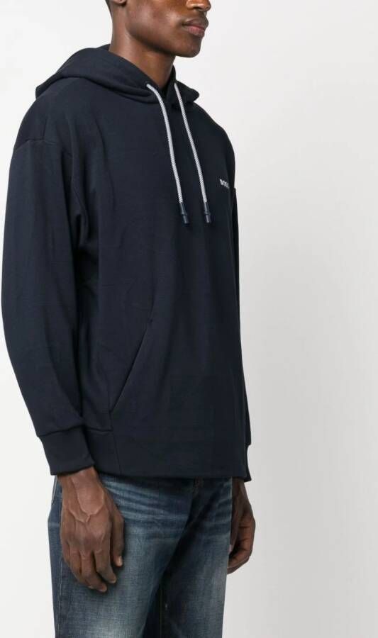 BOSS Hoodie met geborduurd logo Blauw