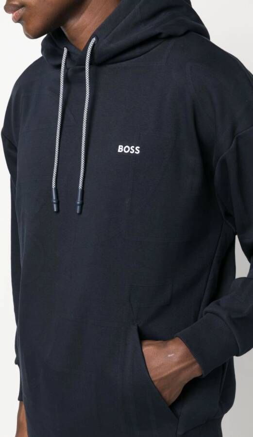 BOSS Hoodie met geborduurd logo Blauw
