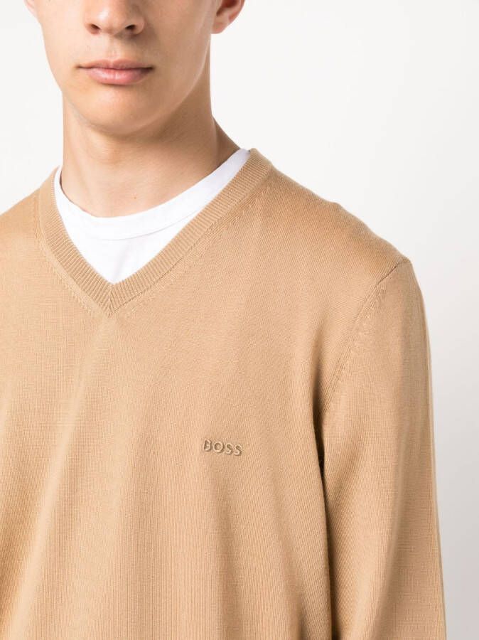 BOSS Trui met geborduurd logo Beige