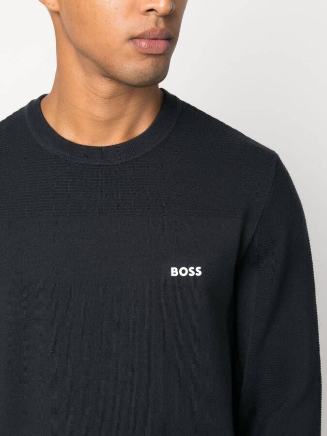 BOSS Trui met logopatch Blauw
