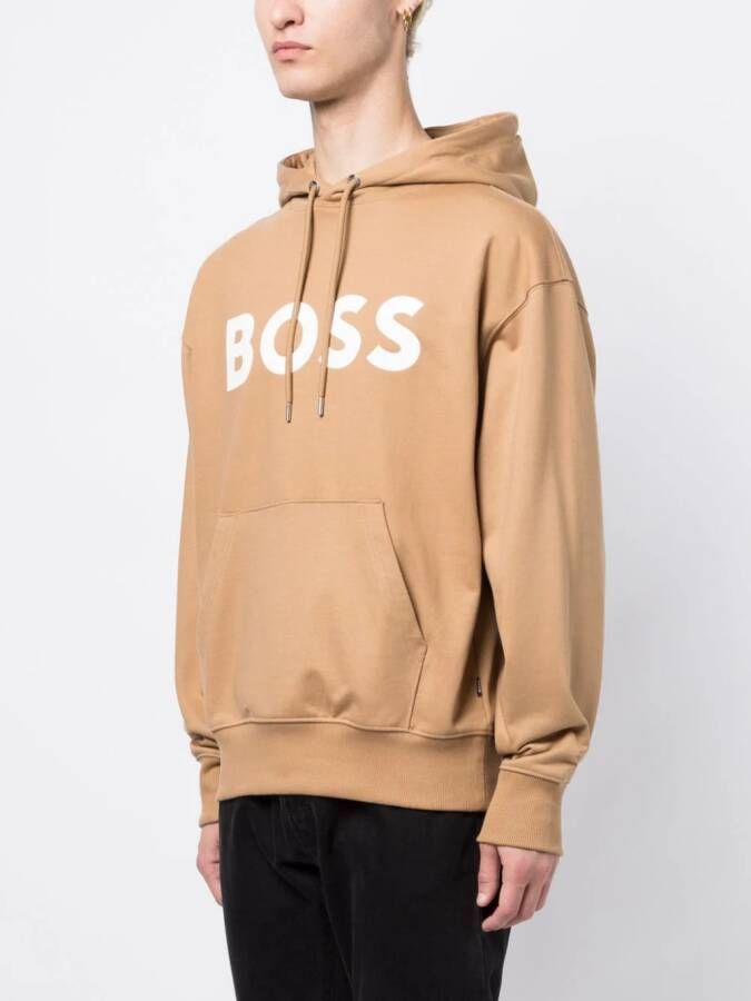 BOSS Hoodie met logoprint Bruin