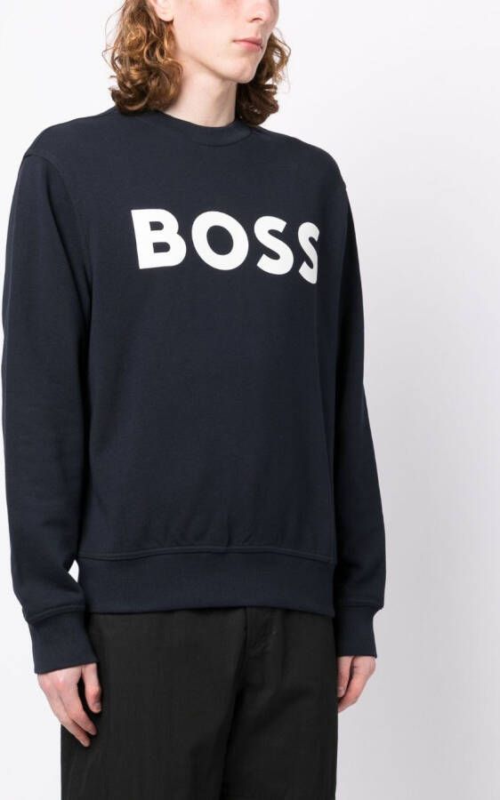 BOSS Sweater met logoprint Blauw