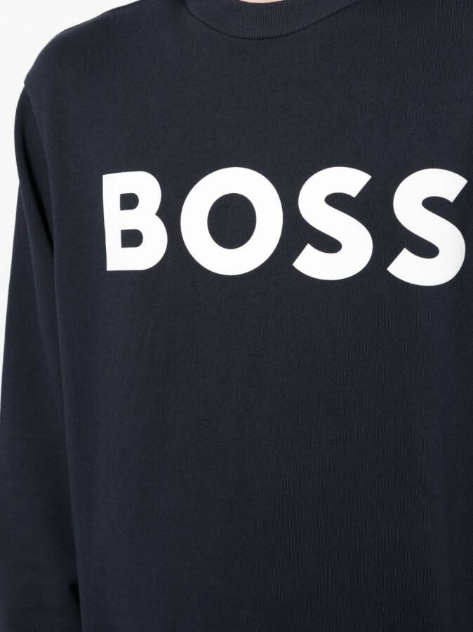 BOSS Sweater met logoprint Blauw