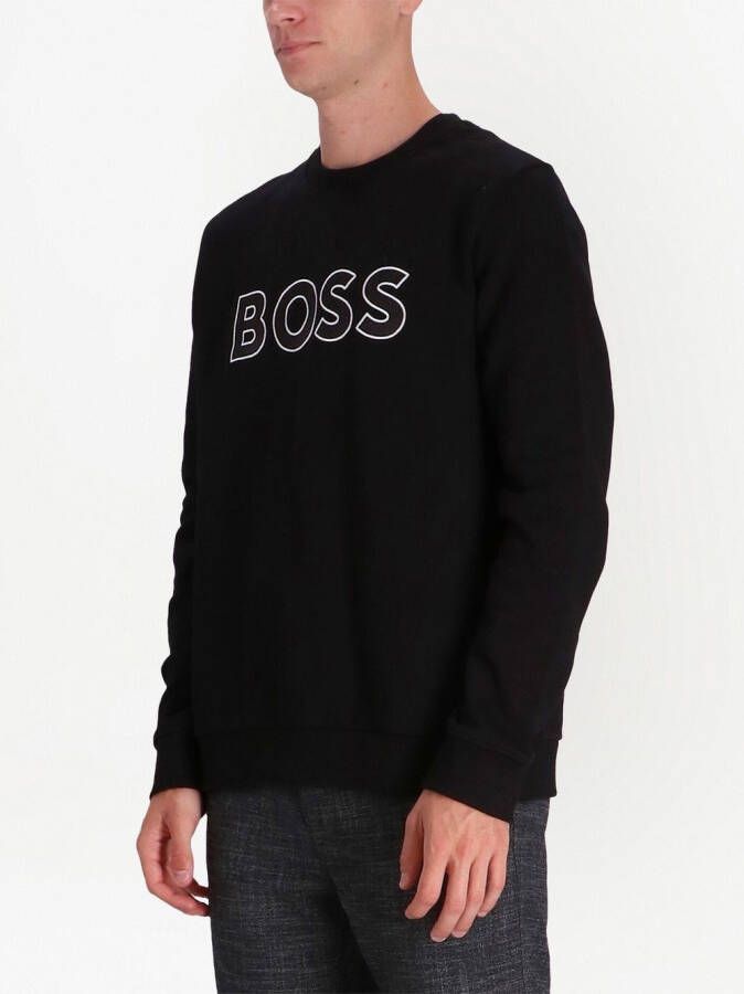 BOSS Sweater met logoprint Zwart