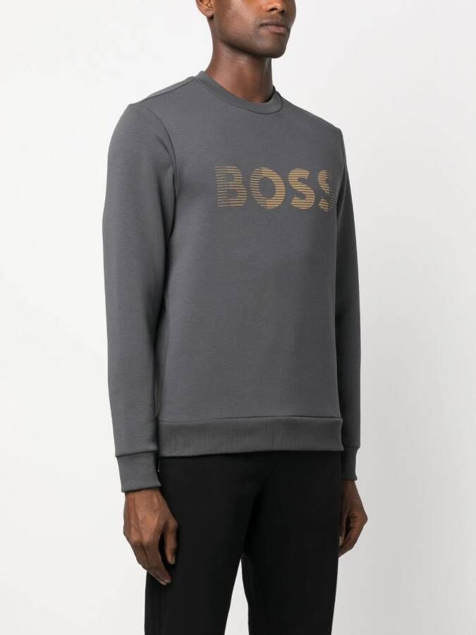 BOSS Sweater met logoprint Grijs