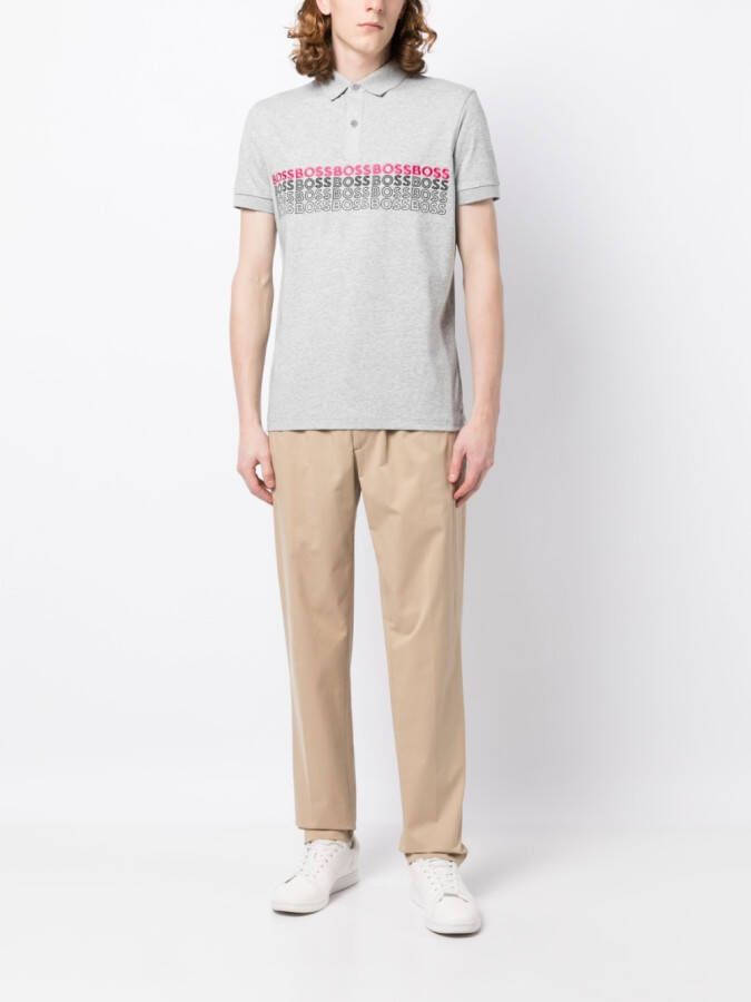 BOSS Poloshirt met geborduurd logo Grijs