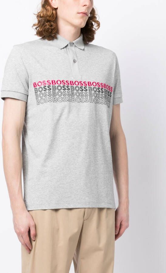 BOSS Poloshirt met geborduurd logo Grijs