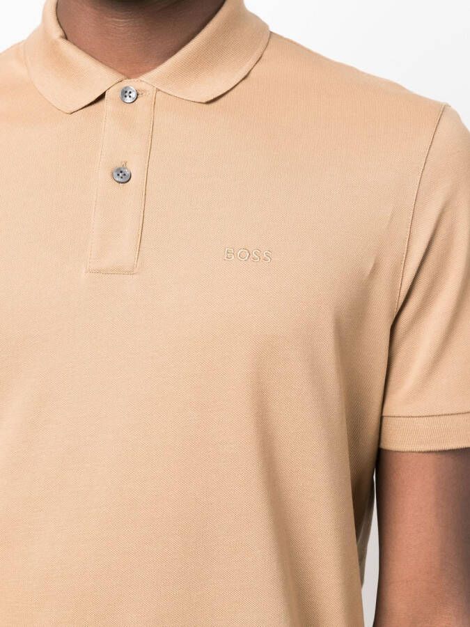 BOSS Poloshirt met geborduurd logo Beige