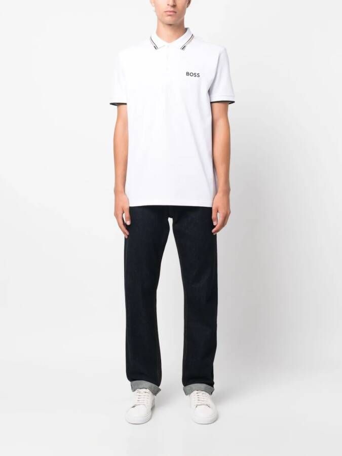 BOSS Poloshirt met geborduurd logo Wit