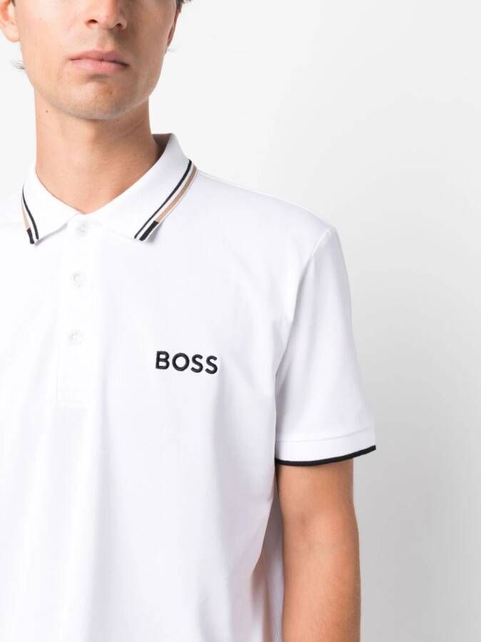 BOSS Poloshirt met geborduurd logo Wit