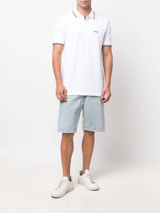 BOSS Poloshirt met geborduurd logo Wit
