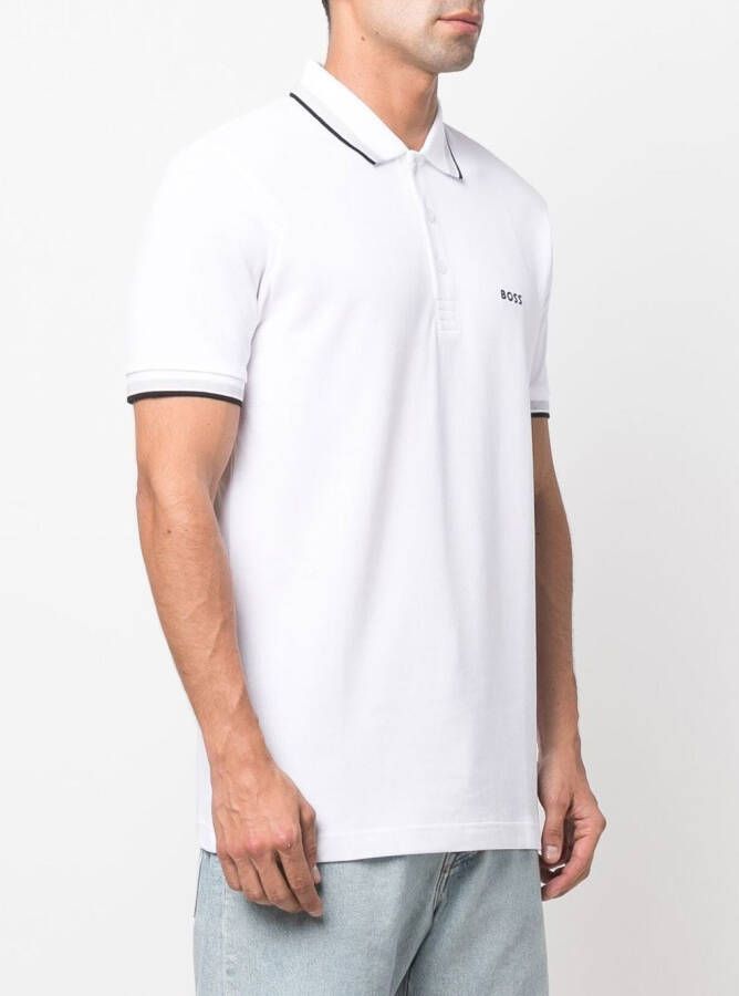 BOSS Poloshirt met geborduurd logo Wit