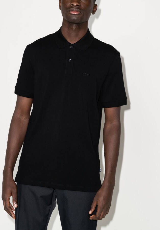 BOSS Poloshirt met geborduurd logo Zwart