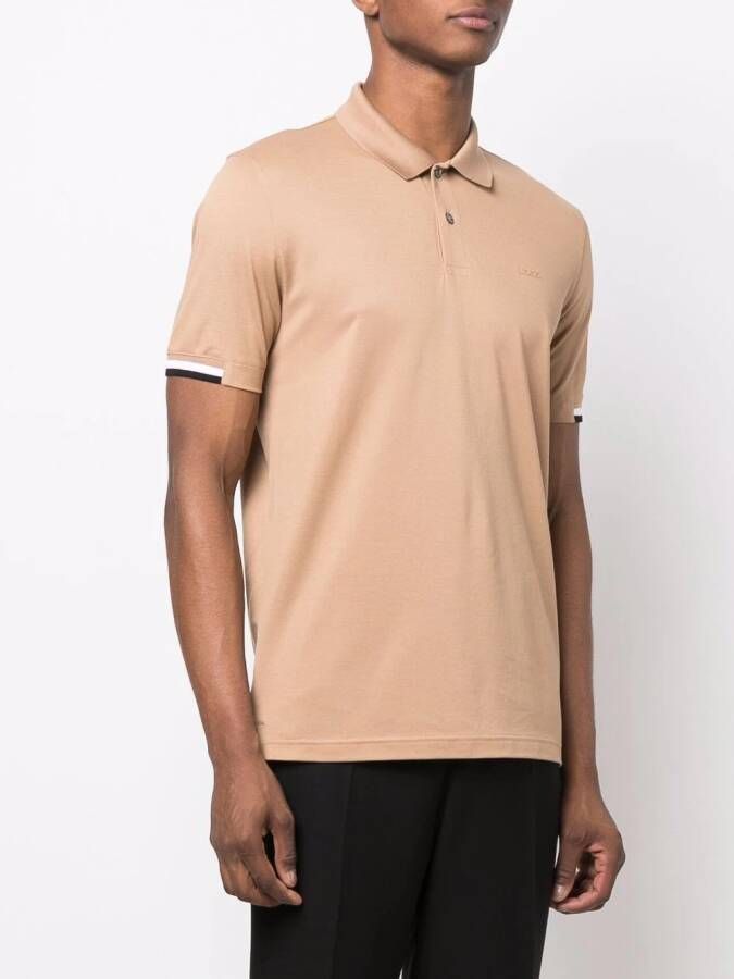 BOSS Poloshirt met gestreepte afwerking Beige