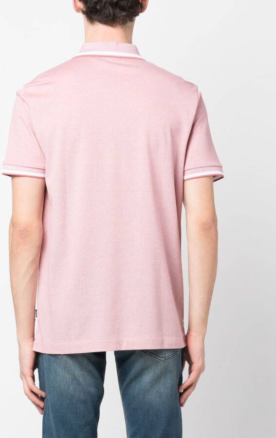 BOSS Poloshirt met gestreepte afwerking Roze