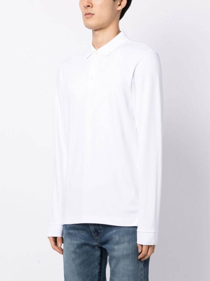 BOSS Poloshirt met lange mouwen Wit