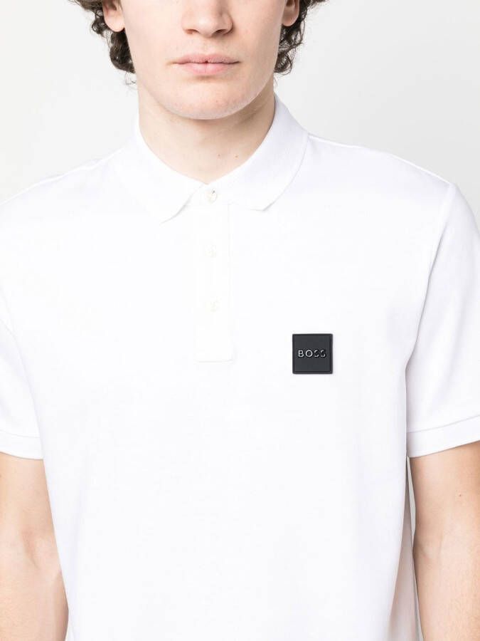 BOSS Poloshirt met logopatch Wit