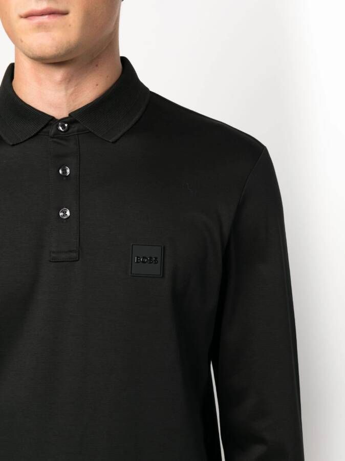BOSS Poloshirt met logopatch Zwart