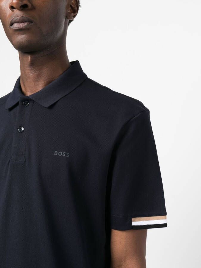 BOSS Poloshirt met logoprint Blauw