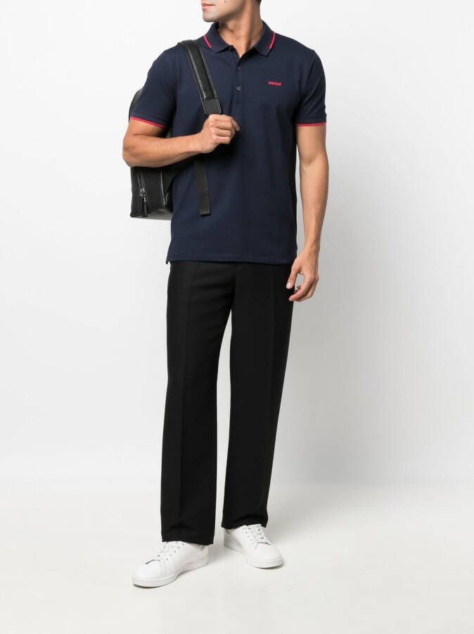 BOSS Poloshirt met logoprint Blauw