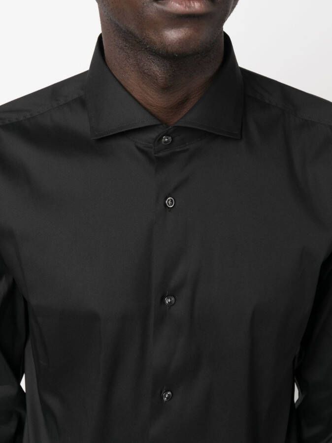 BOSS Overhemd met gespreide kraag Zwart
