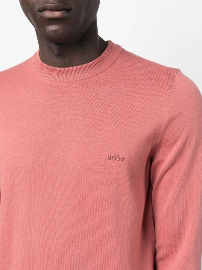 BOSS Sweater met geborduurd logo Roze