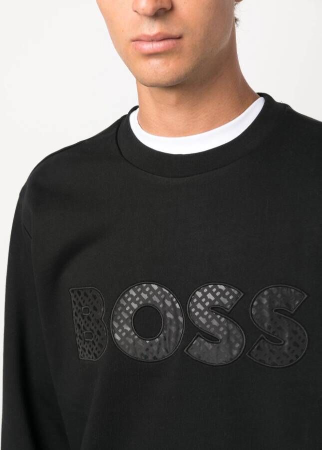 BOSS Sweater met logoprint Zwart