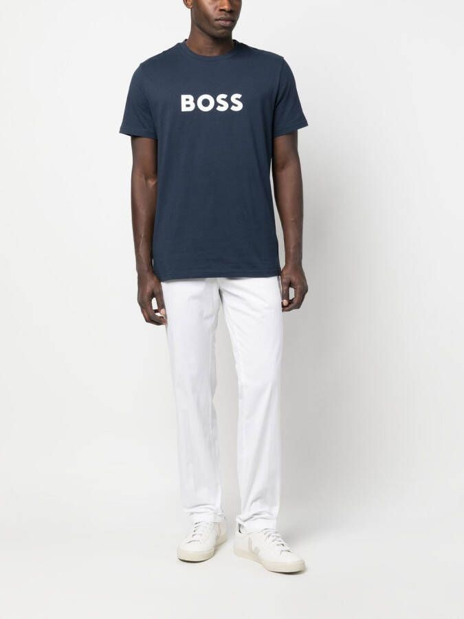BOSS T-shirt met logoprint Blauw