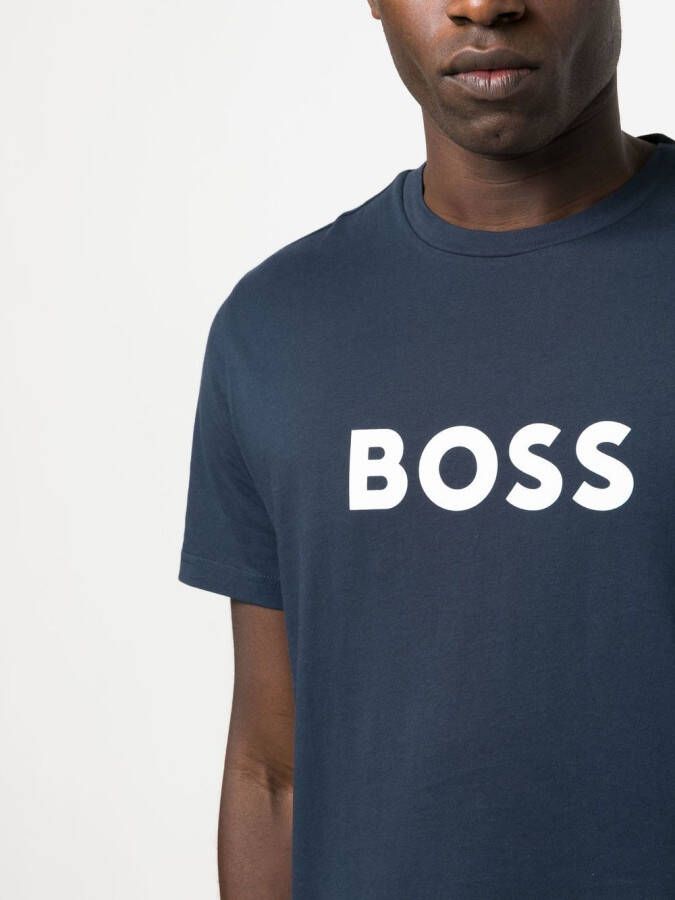 BOSS T-shirt met logoprint Blauw