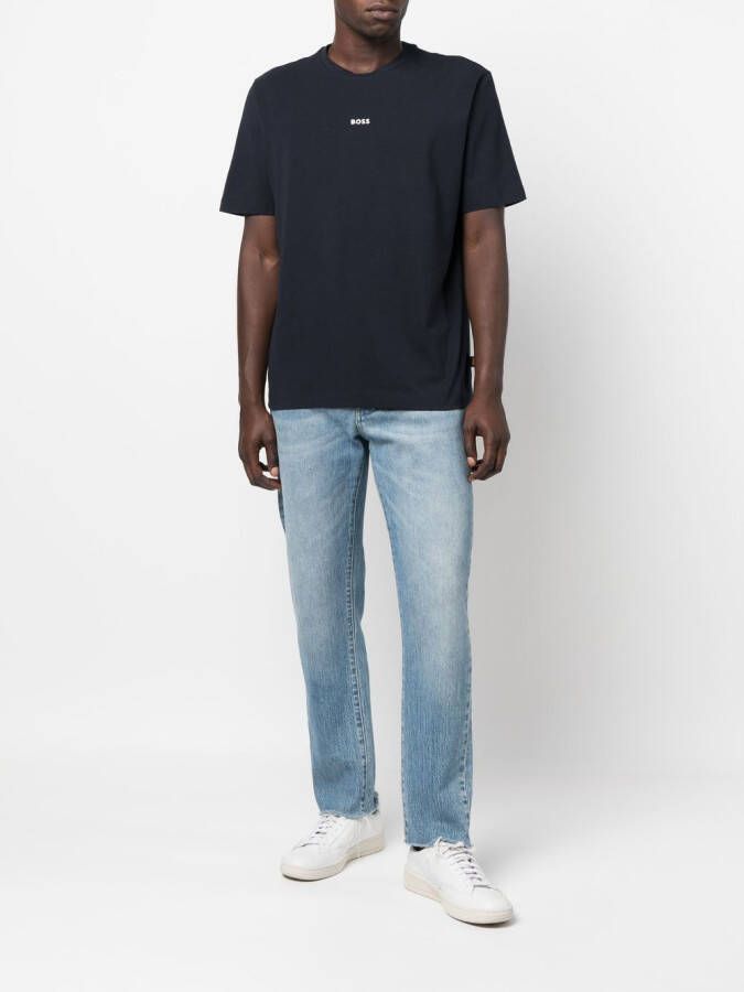 BOSS T-shirt met logoprint Blauw
