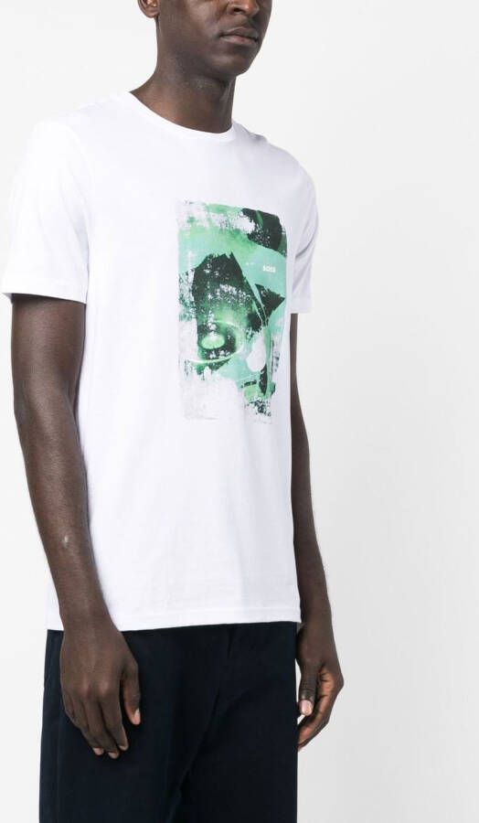 BOSS T-shirt met abstracte print Wit