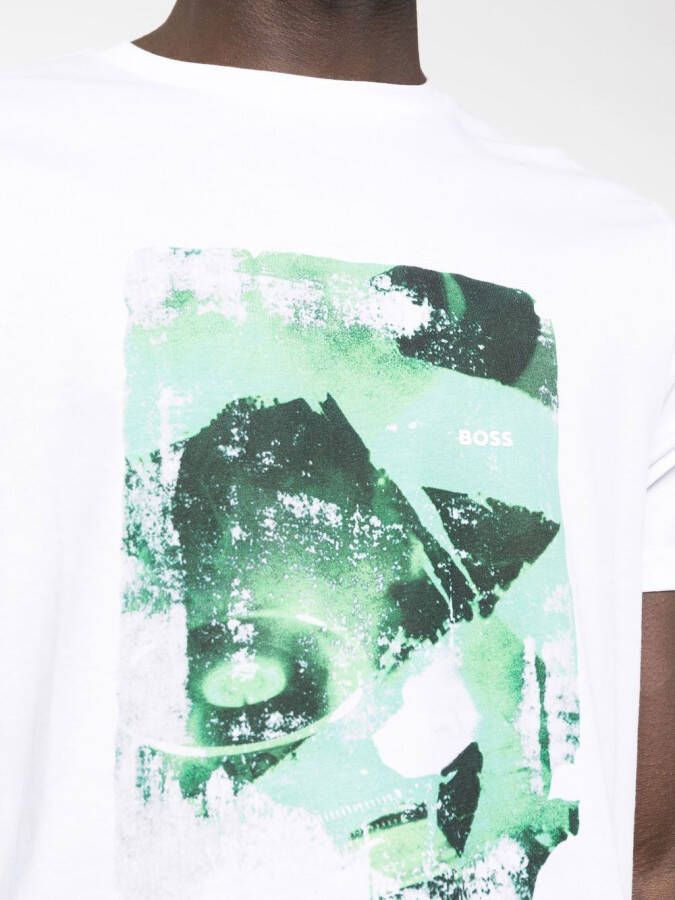 BOSS T-shirt met abstracte print Wit