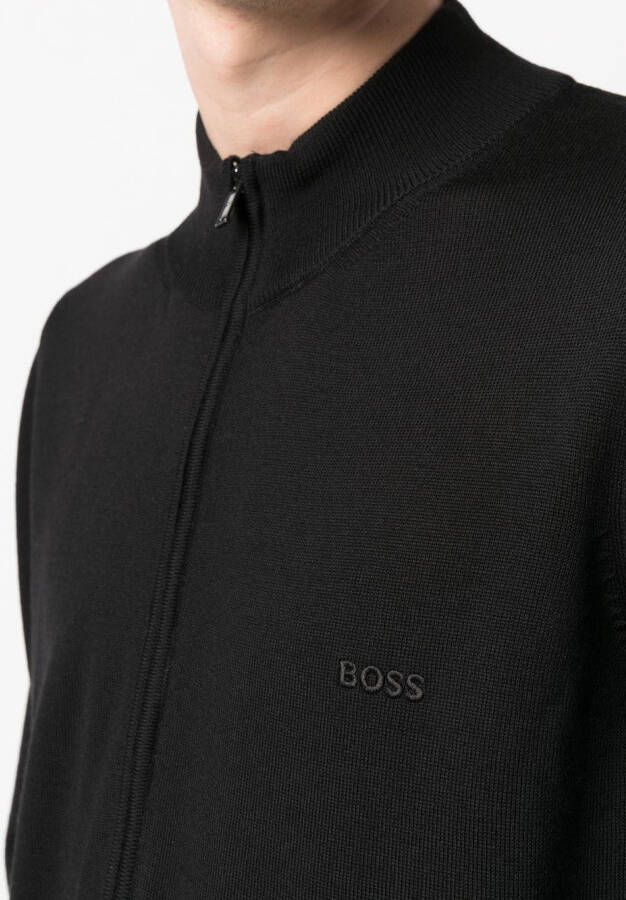 BOSS Fijngebreid vest Zwart