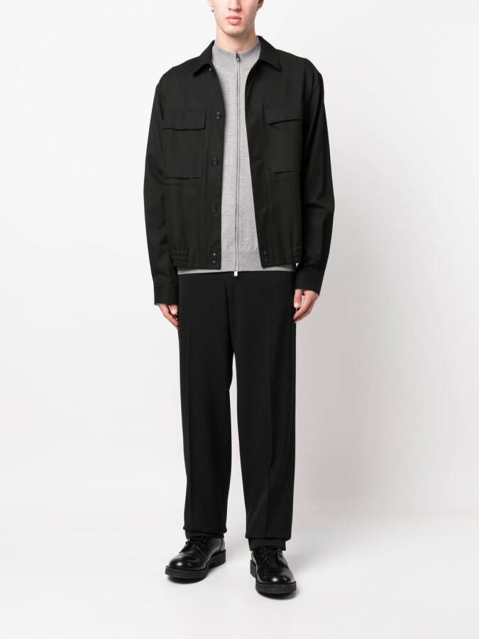 BOSS Fijngebreid vest Grijs