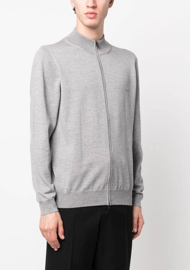 BOSS Fijngebreid vest Grijs
