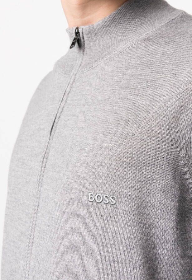 BOSS Fijngebreid vest Grijs
