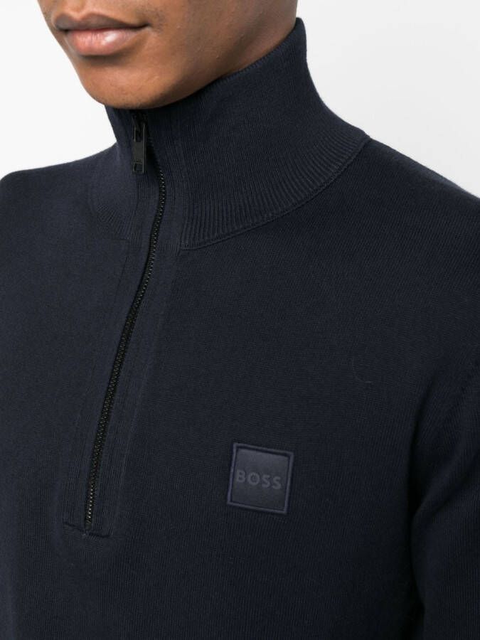 BOSS Trui van kasjmier-katoenmix Blauw