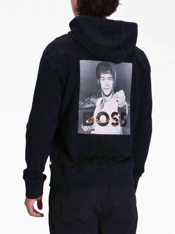BOSS x Bruce Lee hoodie met logoprint Zwart