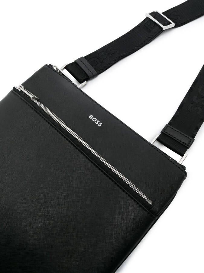 BOSS Zair leren crossbodytas Zwart