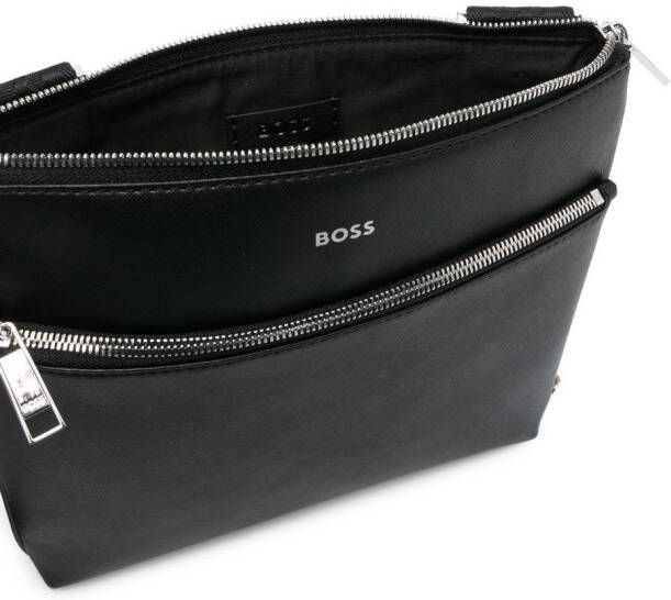 BOSS Zair leren crossbodytas Zwart