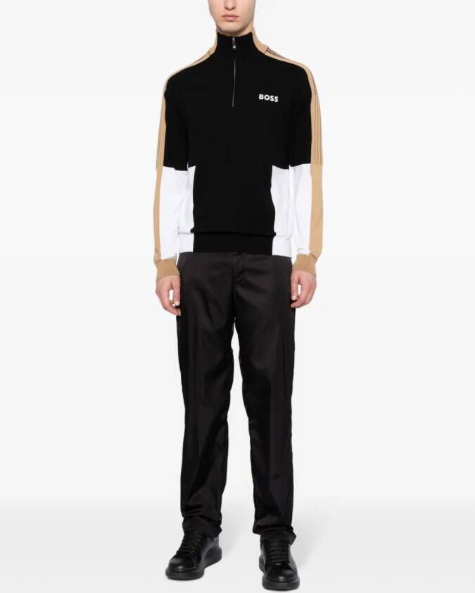 BOSS Zolkar sweater met colourblocking Zwart