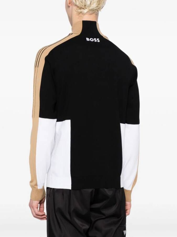 BOSS Zolkar sweater met colourblocking Zwart